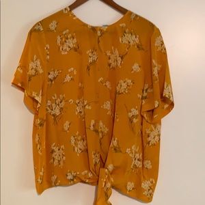 Madewell, silk tie blouse, mustard, XL